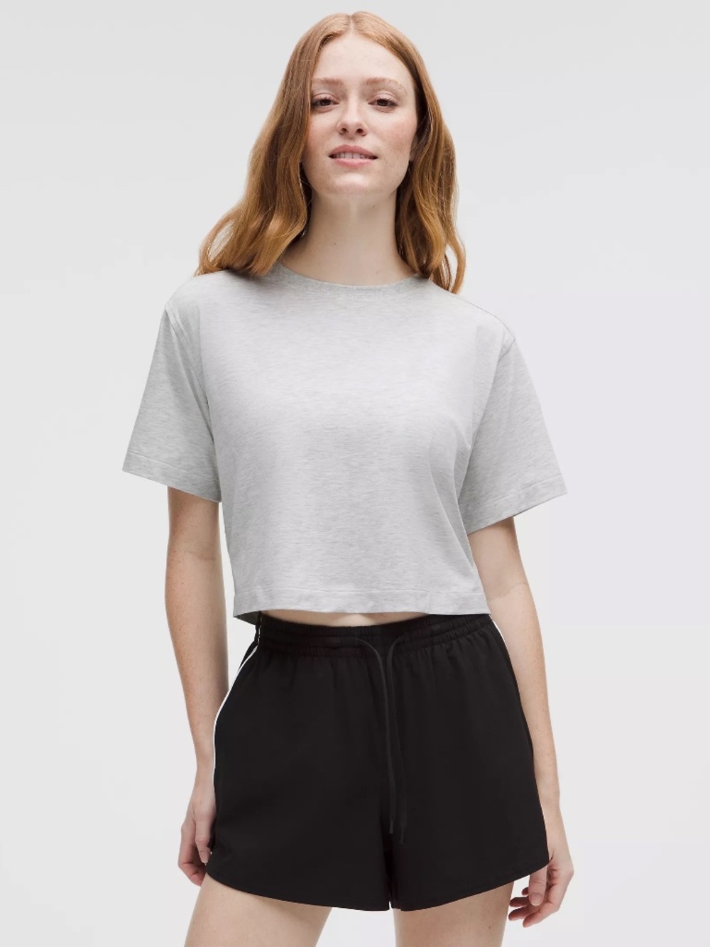 Lululemon All Yours Organic Cotton Cropped T-Shirt - Heather grey - Size M